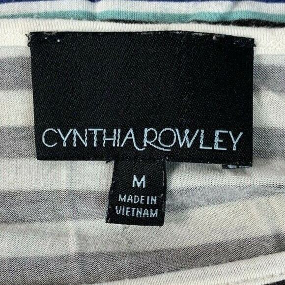Cynthia Rowley Womens Tunic Top Size Medium Cold Shoulder Striped Banded Hem - Picture 5 of 6